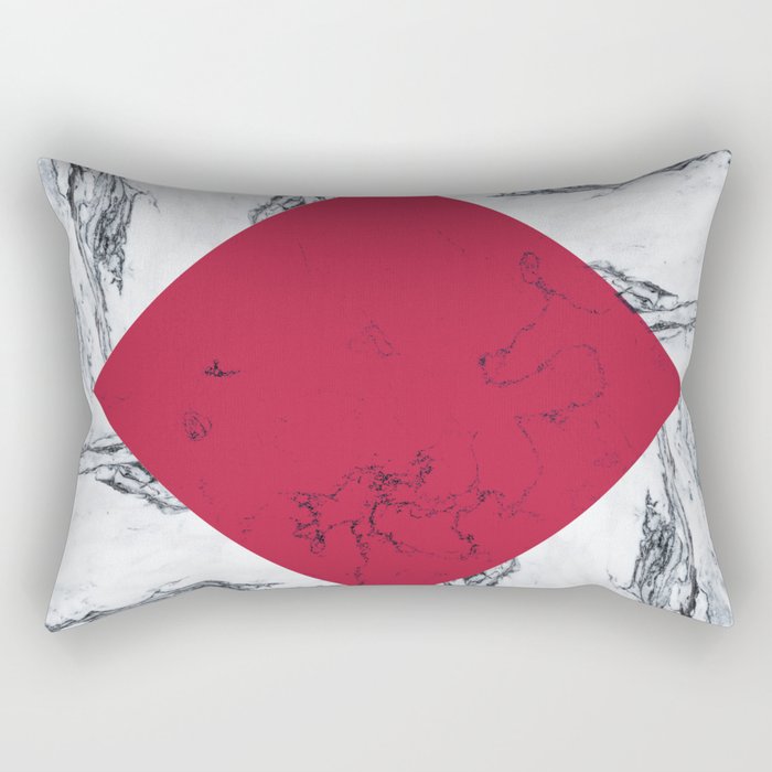 Red + Marble Rectangular Pillow