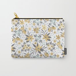 Gold Winter Floral Design Carry-All Pouch