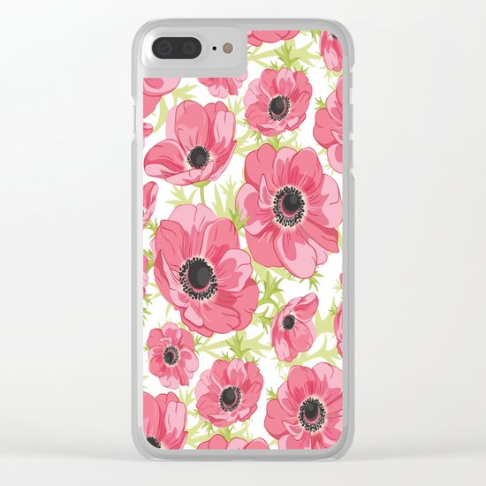 Pink Anemones Clear iPhone Case