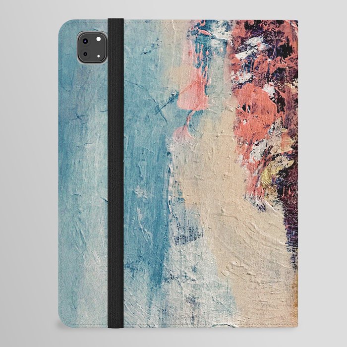 Artemis: A pretty, minimal, abstract mixed media piece in blue, gold, pink, purple, and white iPad Folio Case