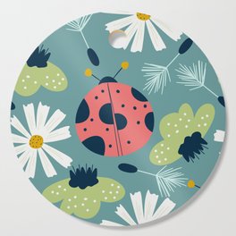 Spring seamless pattern with ladybug and flower Cutting Board