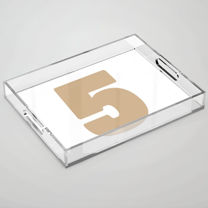 5 (Tan & White Number) Acrylic Tray