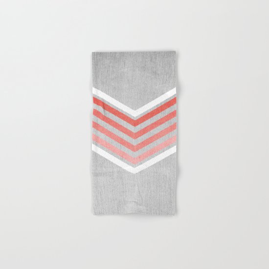 Coral Gradient Chevron on Silver Grey Wood Hand & Bath Towel