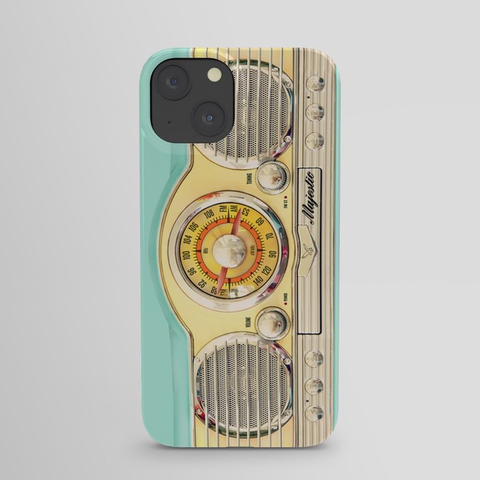 Blue teal Classic Old vintage Radio iPhone Case