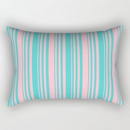 [ Thumbnail: Turquoise and Pink Colored Lines/Stripes Pattern Rectangular Pillow ]