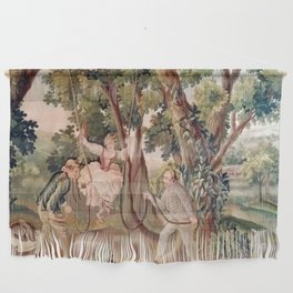 19th Century Antique French Aubusson Tapestry Pastoral Scene Wall Hanging