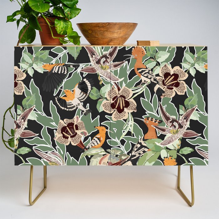 Birds in the tropical flowers 33 Credenza