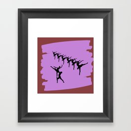 Ballerina figures in black on violet brush stroke Framed Art Print