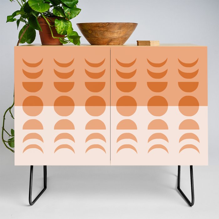 Moon Phases 14 in Rustic Brown Beige Credenza