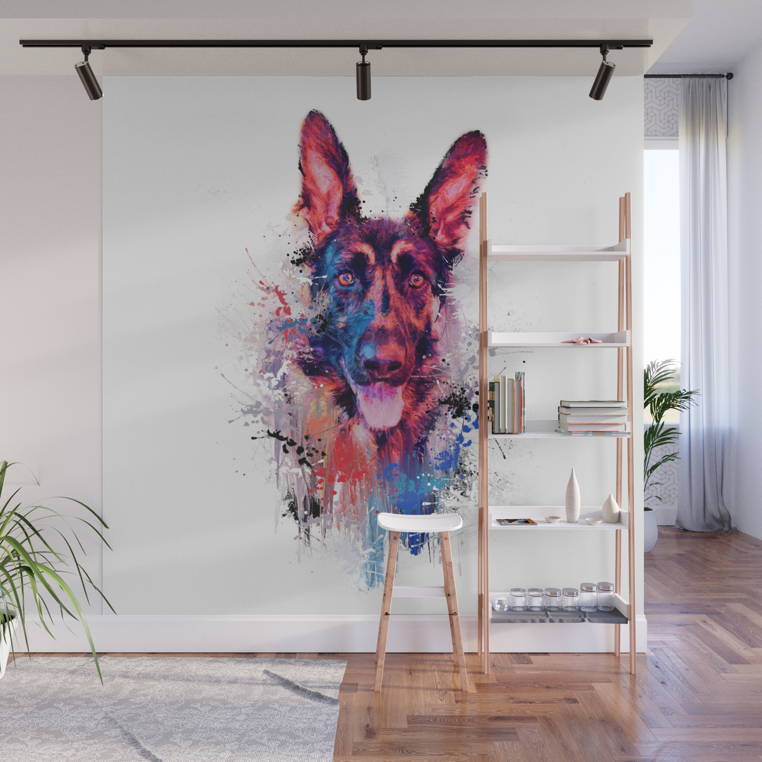 Drippy Jazzy German Shepherd Colorful Dog Art By Jai Johnson Wall Drippy Jazzy German Shepherd Colorful