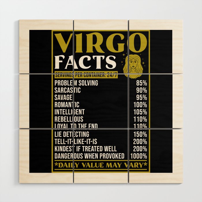 Virgo Star Sign Gift Facts Wood Wall Art