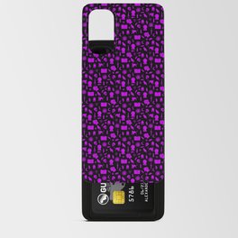 Small Bright Dayglo Purple Halloween Motifs Skulls, Spells & Cats on Spooky Black  Android Card Case