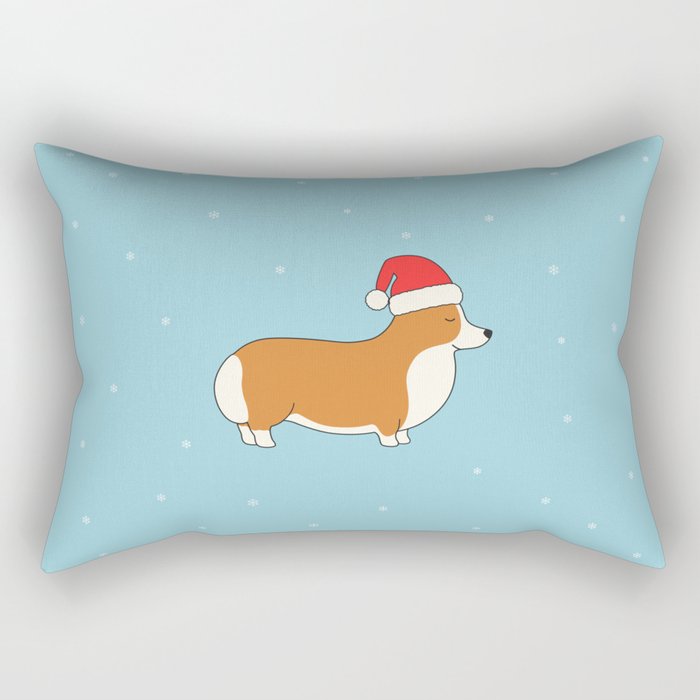Santa Corgi Rectangular Pillow