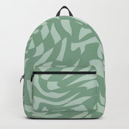 Minty sage green distorted groovy checks pattern Backpack