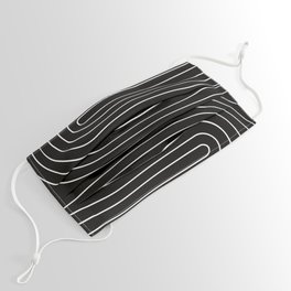 Minimal Line Curvature II Black and White Mid Century Modern Arch Abstract Face Mask
