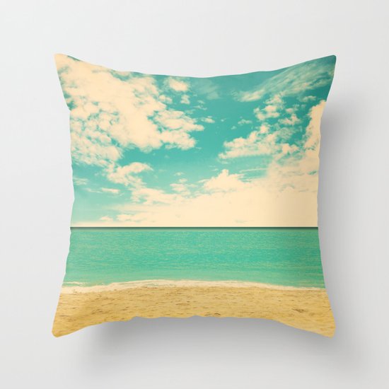 Retro Beach Throw Pillow