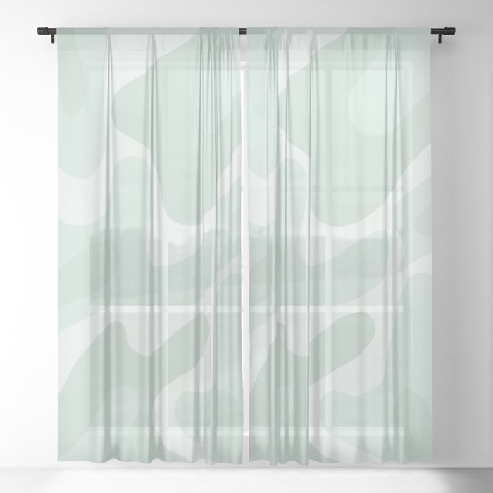 Aqua Retro Abstract Pattern Sheer Curtain