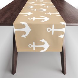 Anchors (White & Tan Pattern) Table Runner