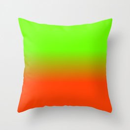 Neon Green and Neon Orange Ombré  Shade Color Fade Throw Pillow