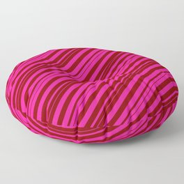 [ Thumbnail: Deep Pink and Maroon Colored Stripes/Lines Pattern Floor Pillow ]