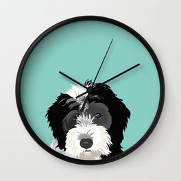 Bernedoodle pet portrait art print and dog gifts Wall Clock