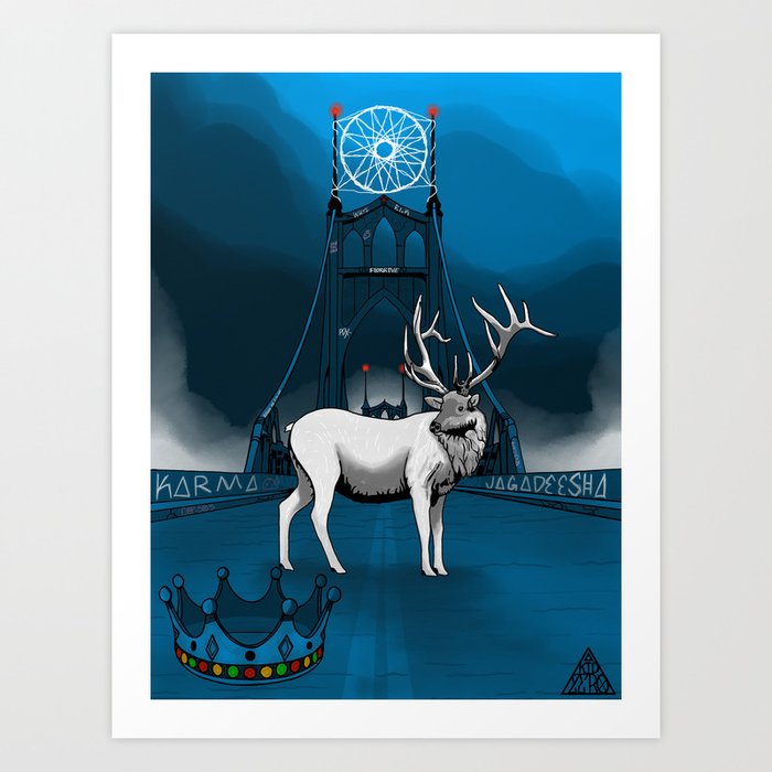 The White Elk Art Print