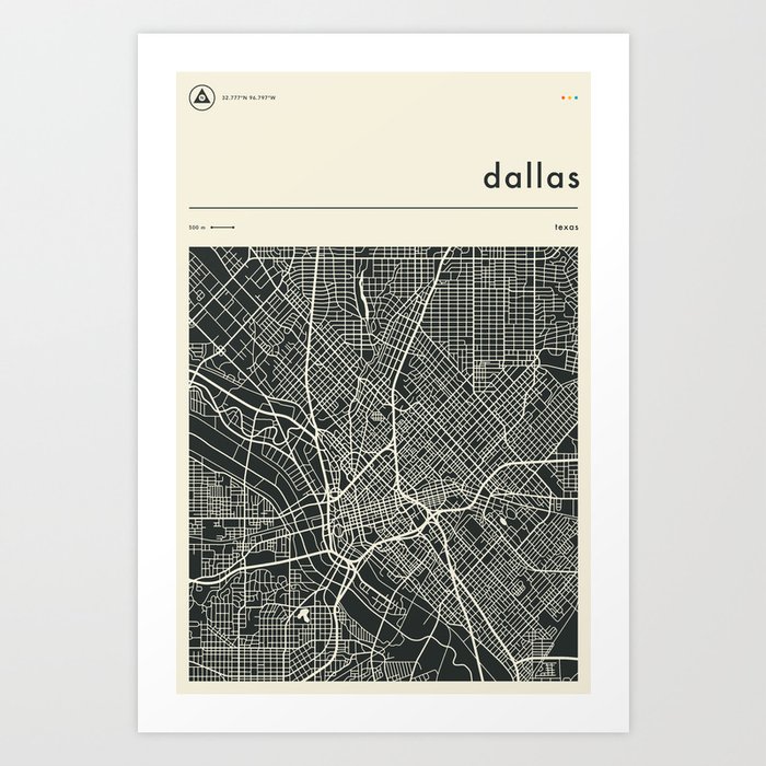 DALLAS MAP Art Print