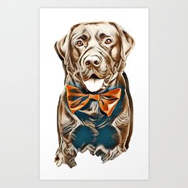 dog tie bow labrador Art Print
