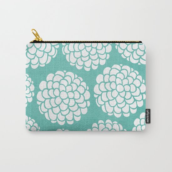 Turquoise Blossoms Carry-All Pouch