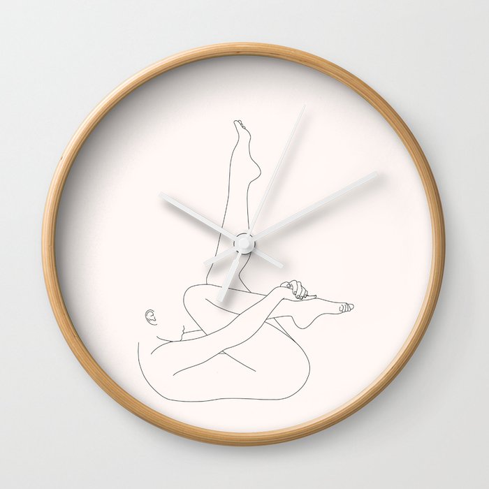 Nude figure line drawing - Liberty Wall Clock