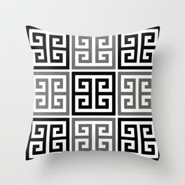 Gray Black And White Greek Key Pattern Throw Pillow