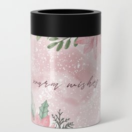 Warm Wishes Pink Watercolor Wreath  Can Cooler