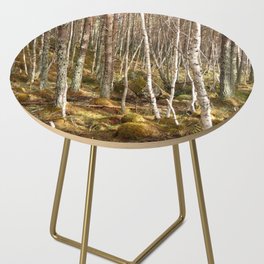 Birch and Pine Trees Gathering Place in the Scottish Highlands  Side Table