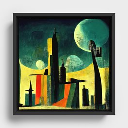 Abstract Futuristic Cityscape Framed Canvas