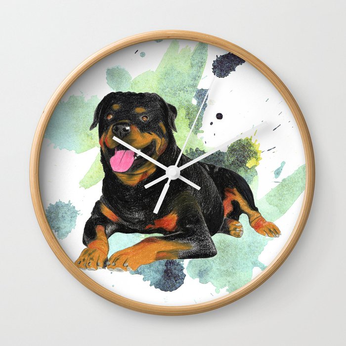 Rottweiler happy Wall Clock