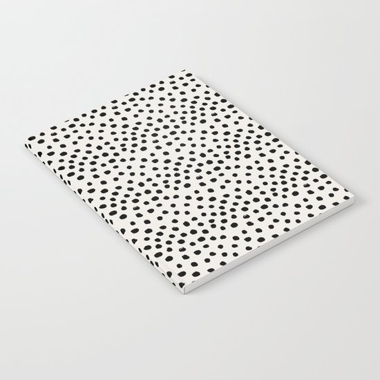 Preppy brushstroke free polka dots black and white spots dots dalmation animal spots design minimal Notebook
