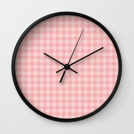 Lush Blush Pink Glossy Gingham Check Plaid Wall Clock | Color, Stripes, Light, Pink, Lush, Pattern, Solid, Plaid, Gingham, Graphicdesign 