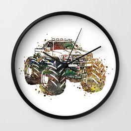 Monster Truck Watercolor Wall Clock | Digital, Sport, Off Road, Extreme Sport, Painting, Monster Jam, Monster, Carnage Nation, Splashes, Graphicdesign 