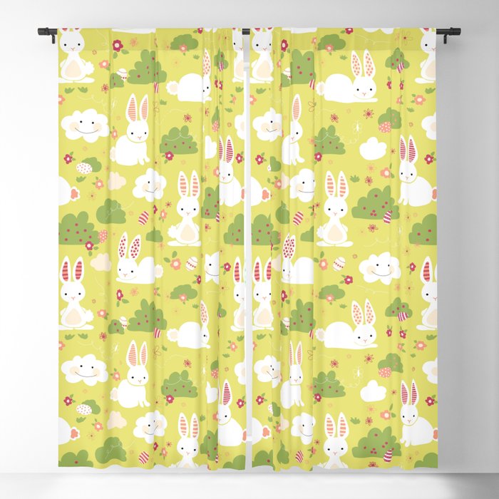 Easter Bunny  green Blackout Curtain