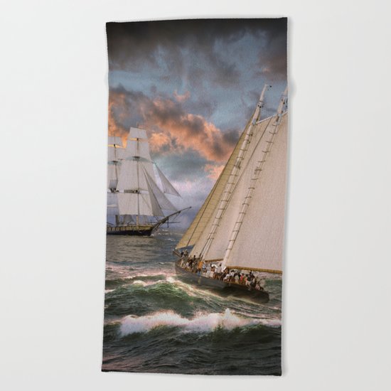 SAILING THE SEA Beach Towel