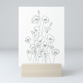 Poppy Flowers Line Art Mini Art Print