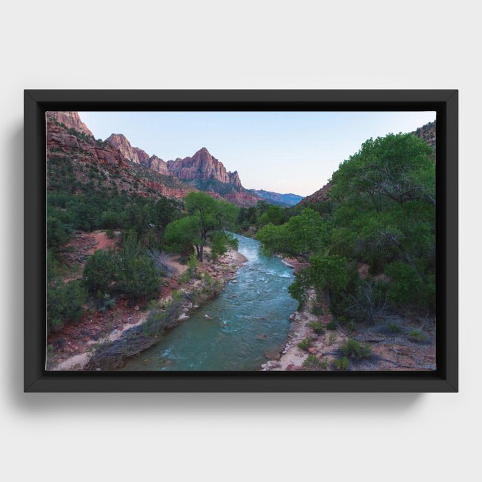 End Of Day Virgin River (Zion National Park, Utah) Framed Canvas