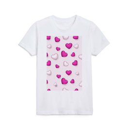 Pink White Valentines Love Heart Collection Kids T Shirt