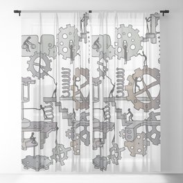 Steampunk mechanical working concept Sheer Curtain