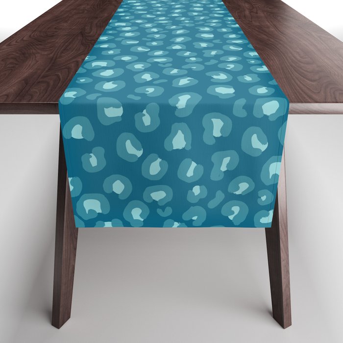 Leopard Print in Blue Table Runner