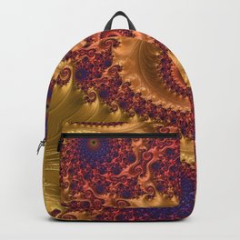 Feathery Flow Mandarin Orange - Fractal Art  Backpack