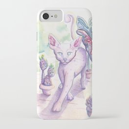 Cat and plants watercolor iPhone Case