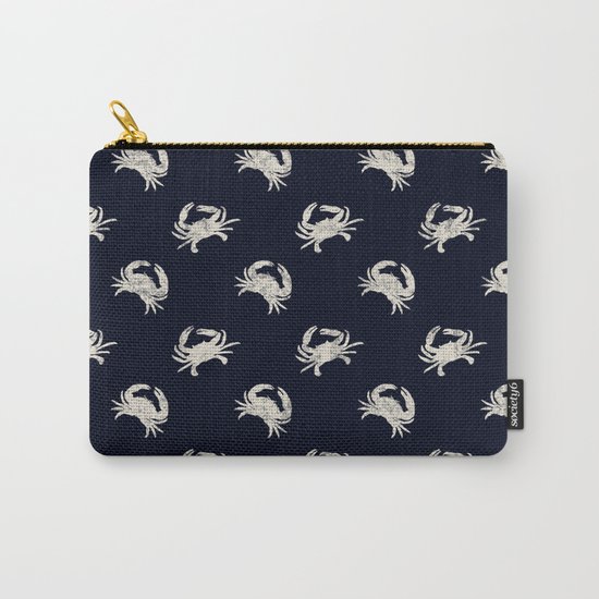 Navy blue maritime sea crab crabs shrimps pattern Carry-All Pouch