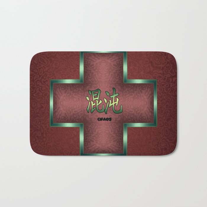 “Chaos” Chinese Calligraphy on Celtic Cross Bath Mat