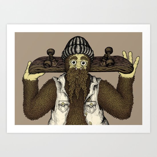Skate Squatch Art Print